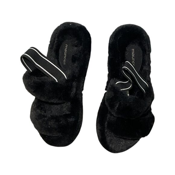 Maurices Black Slingback Faux Fur Slippers 7M - Picture 5 of 7